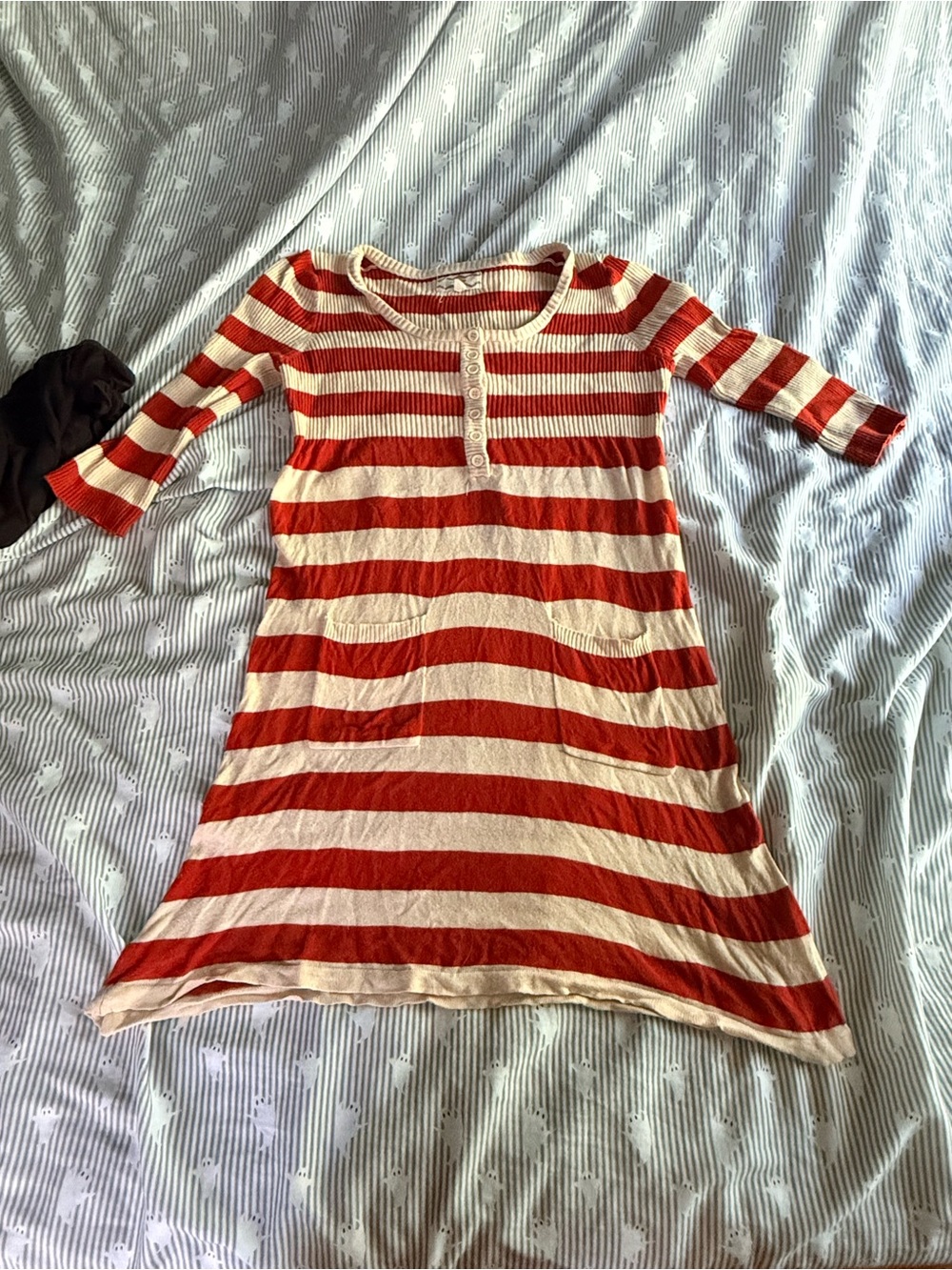 Red Orange Striped Babydoll Sweater Dress Sz Petite Large
